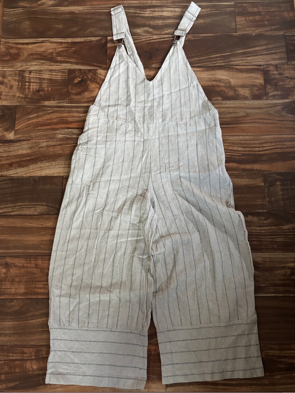 Moon River Beige Linen Blend Jumpsuit Overalls